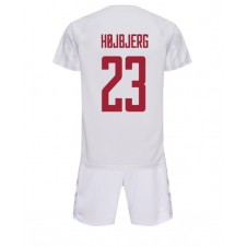 Danmark Pierre-Emile Hojbjerg #23 Bortaställ Barn VM 2022 Korta ärmar (+ Korta byxor)